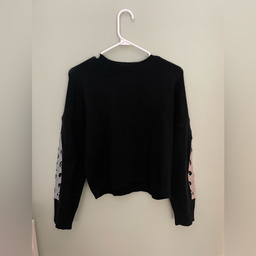 Adika Flame Sleeve Black Sweater